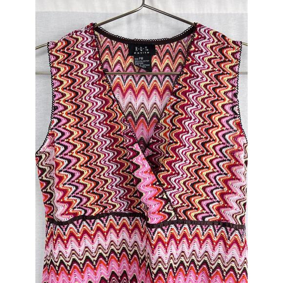 Vintage RQT Top Y2K Babydoll Tank Hippie Colorful Retro Boho Festival Groovy - Picture 2 of 5